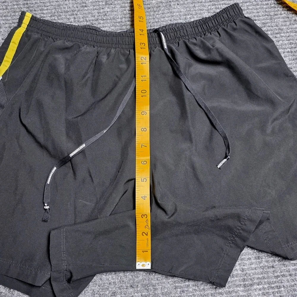 Nike Dri-FIT Running Shorts Women's ‎ Size L Black Neon Yellow Stripe